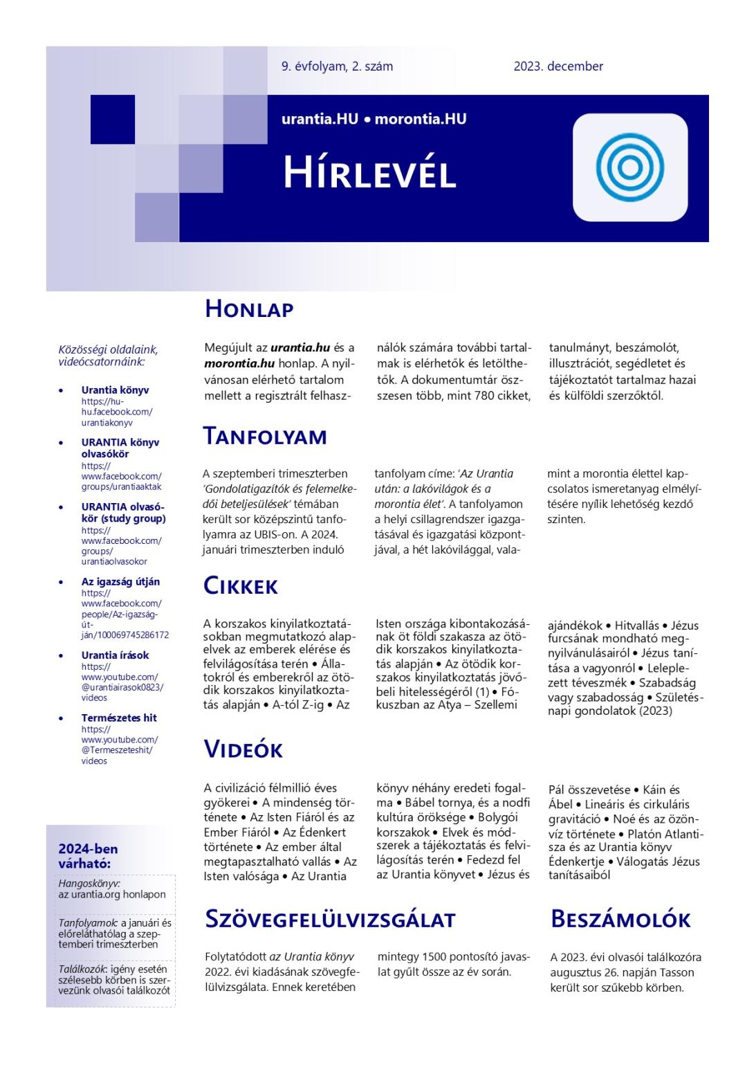 Hírlevél 2023. december